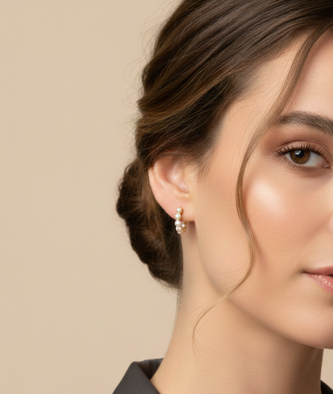 Petite Pearl Hoops - Afbeelding 2