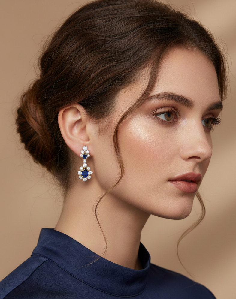 Royal Sapphire Drop Earrings - Afbeelding 2