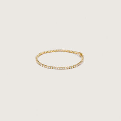 Tennis Bracelet Gold Nude – volledige tennisarmband met goudnuance diamanten in gepolijst 18k geelgoud